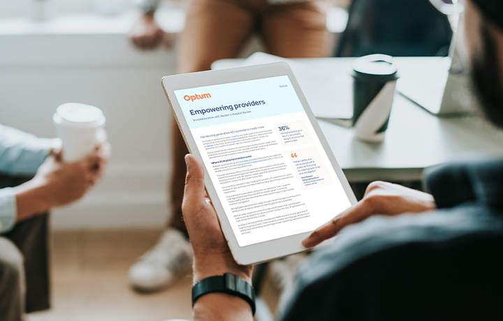 “Empowering providers” article displayed on a tablet device 