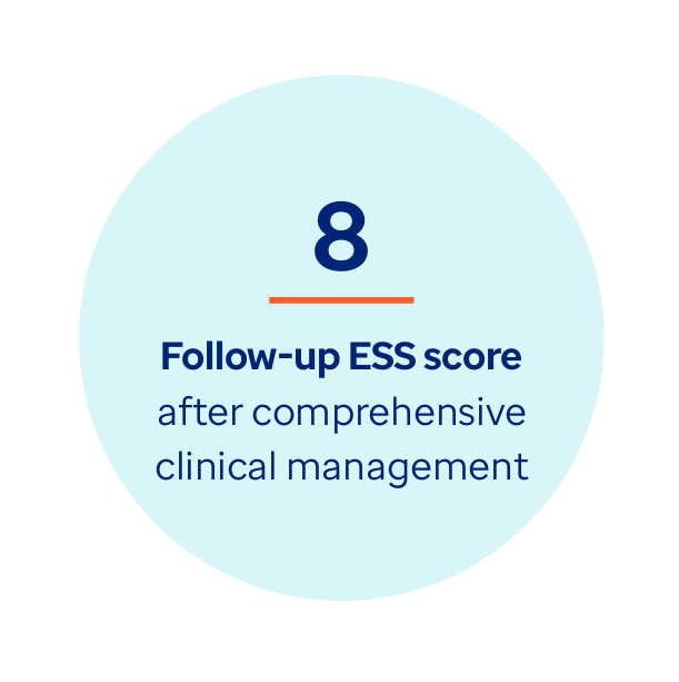Follow-up ESS score of 8 after comprehensive clinical management