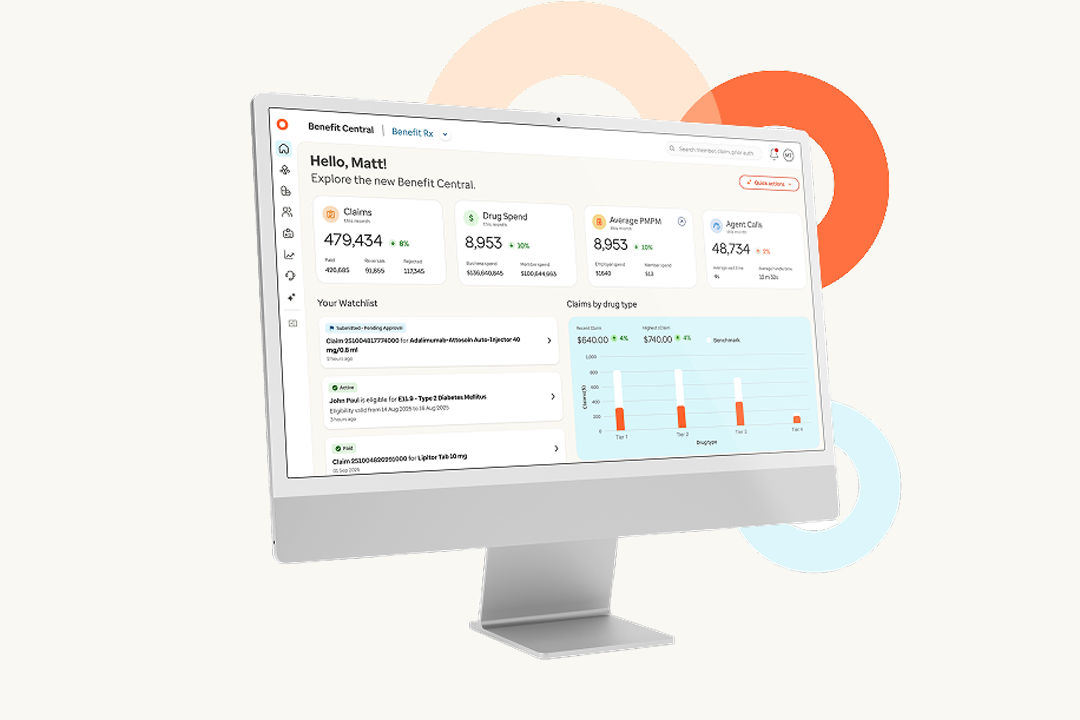 Benefit Central dashboard displaying claims, drug spend and performance metrics. 