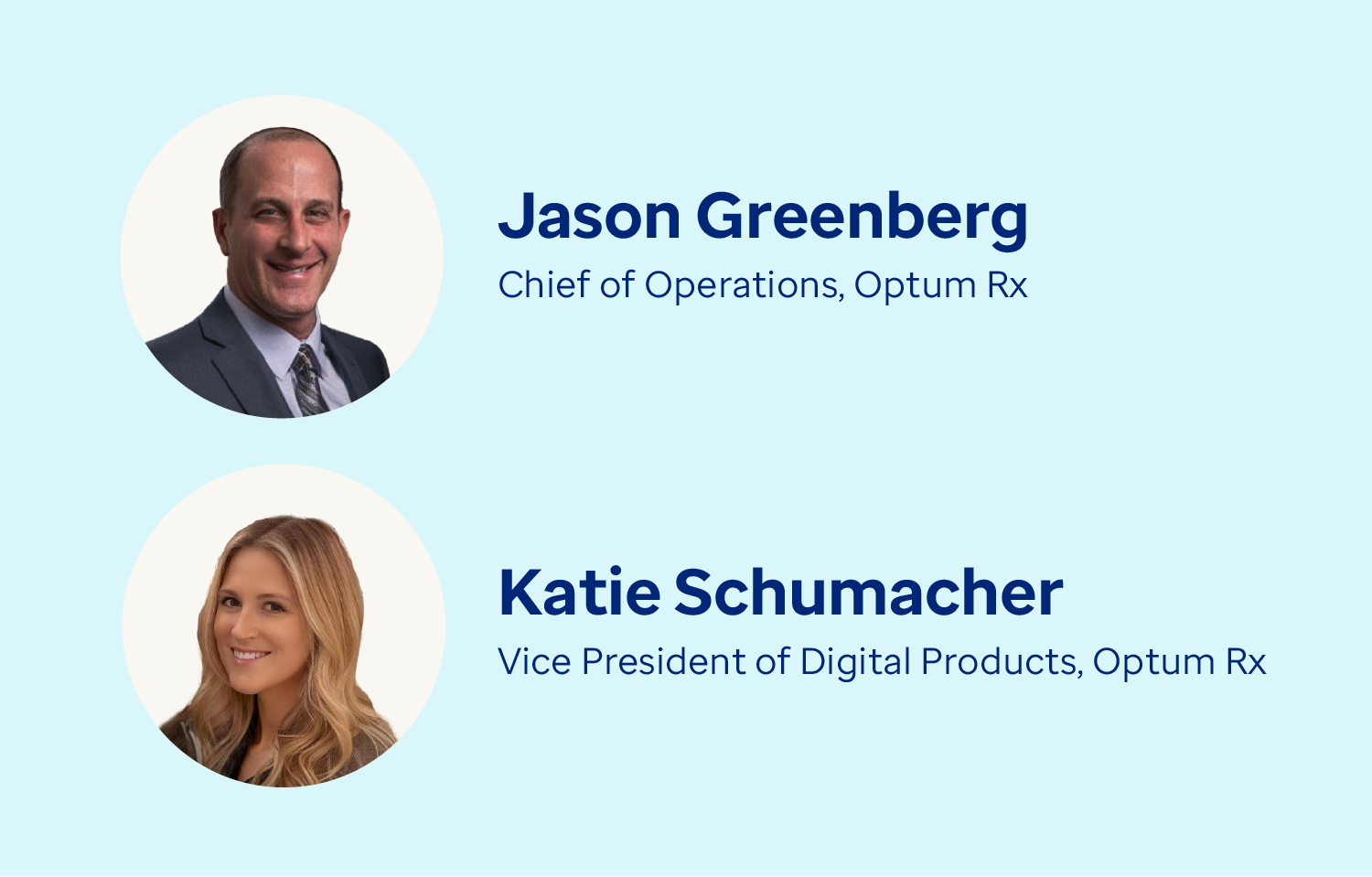 Headshots of Jason Greenberg, Chief of Operations, and Katie Schumacher, VP of Digital Products 